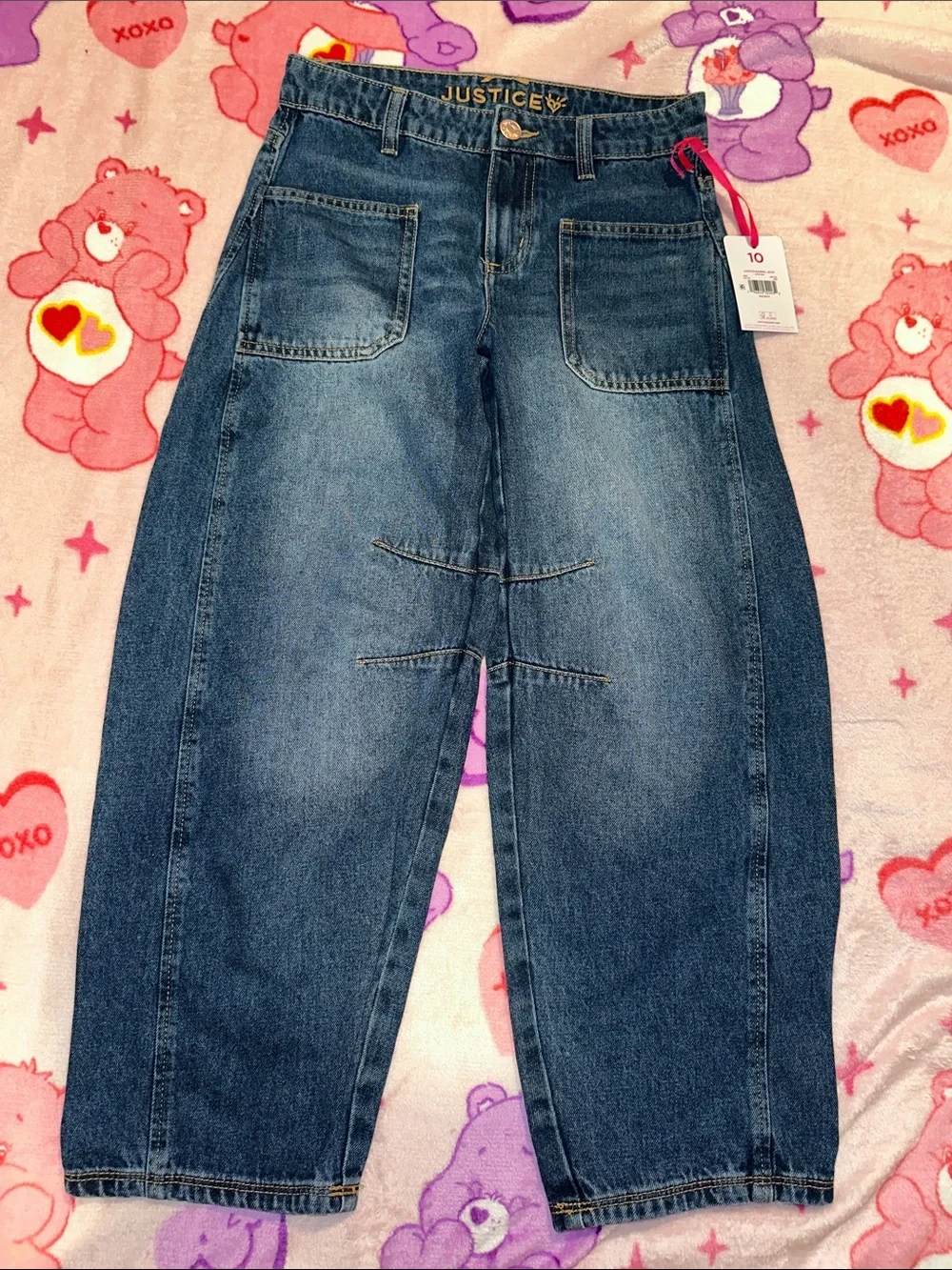 Justice Girls Blue Wide-Leg Boyfriend Jeans
